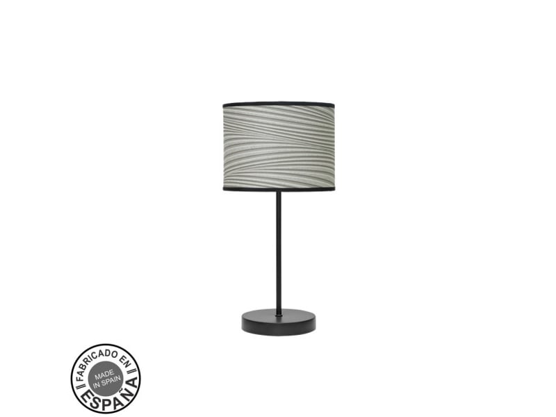 Fabrilamp moda lampe à poser noir gris, abat-jour textile motif rainures grises, 1 x e14, 42 cm 212470049 - Conforama A