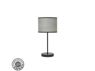 Fabrilamp moda lampe à poser noir gris, abat-jour textile motif rainures grises, 1 x e14, 42 cm