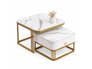 Table basse carré(e) coloris blanc <strong>HAUSS SPOLE</strong> <strong></strong> - 60 cmx50 cm