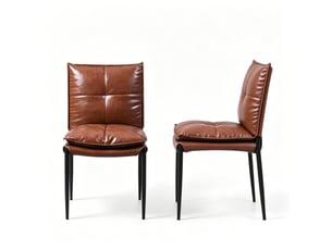 Lot de 4 chaises de salle à manger à dossier rembourré en similicuir marron et noir