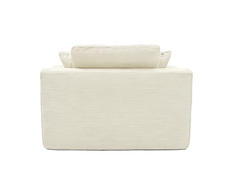 Canapé-lit 1 place 110x150x70 cm avec poches latérales et coussins beige sans matelas - Conforama D