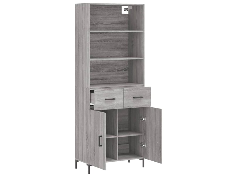 Buffet haut - bahut - meuble de rangement sonoma gris 69,5x34x180 cm bois d'ingénierie - Conforama D