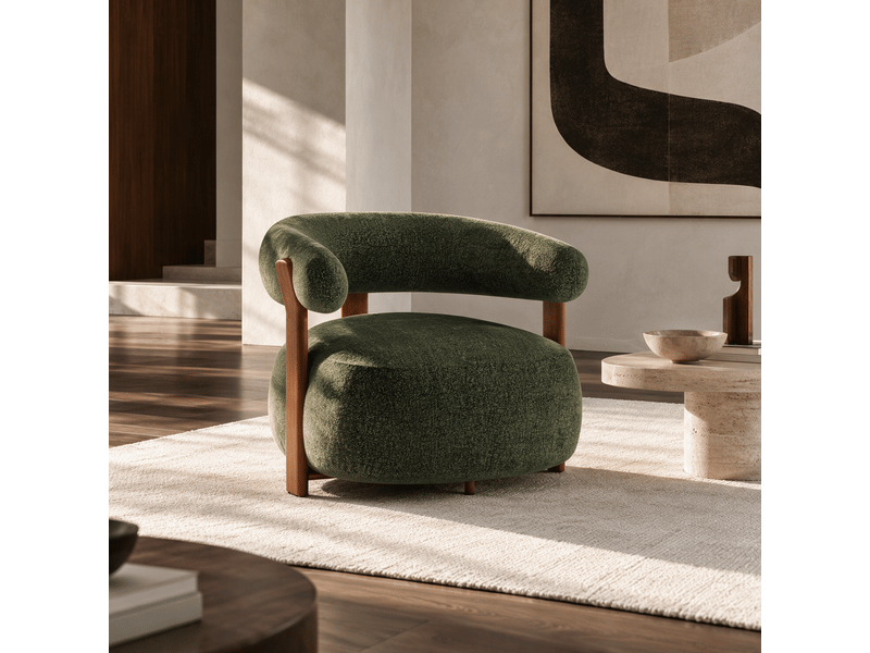  Fauteuil en velours texturé vert vintage palm APF26VTTVV - Conforama B