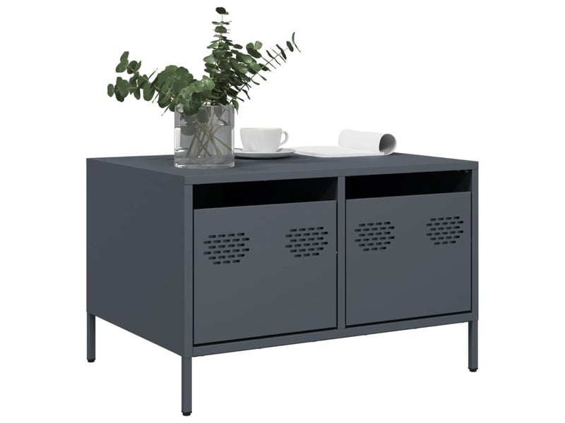  Meuble tv - banc tv - meuble de rangement anthracite 68x50x43,5 cm acier laminé à froid  - Conforama B