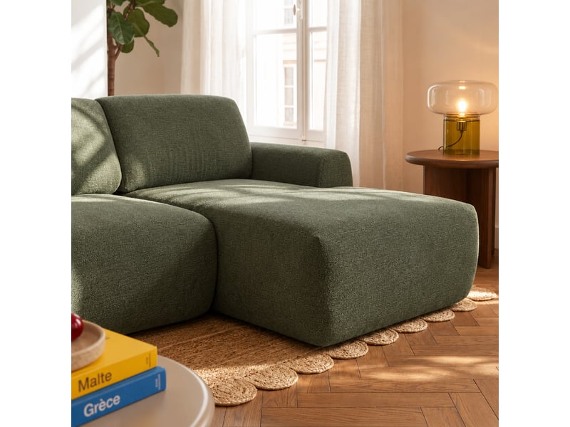  Canapé d'angle droit compressé westa 4 places tissu chenille vert  - Conforama E