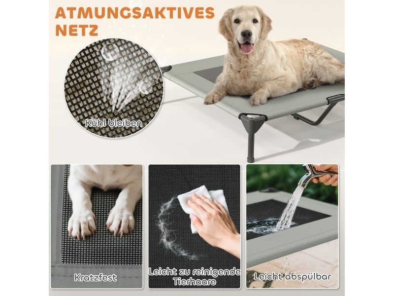  Bain de soleil chats et chiens de compagnie 91 x 76 x 90 cm – gris clair – auvent amovible et rangement  - Conforama D