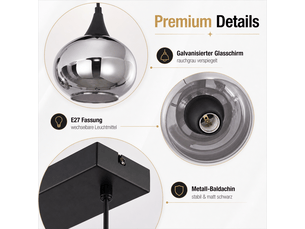 Nettlife suspension lampe en verre 8 flammes e27, luminaire suspendu pour salon et cuisine