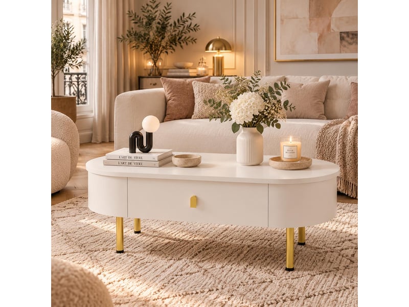  Table basse 108 cm coloris doré ORN621P266270W - Conforama B