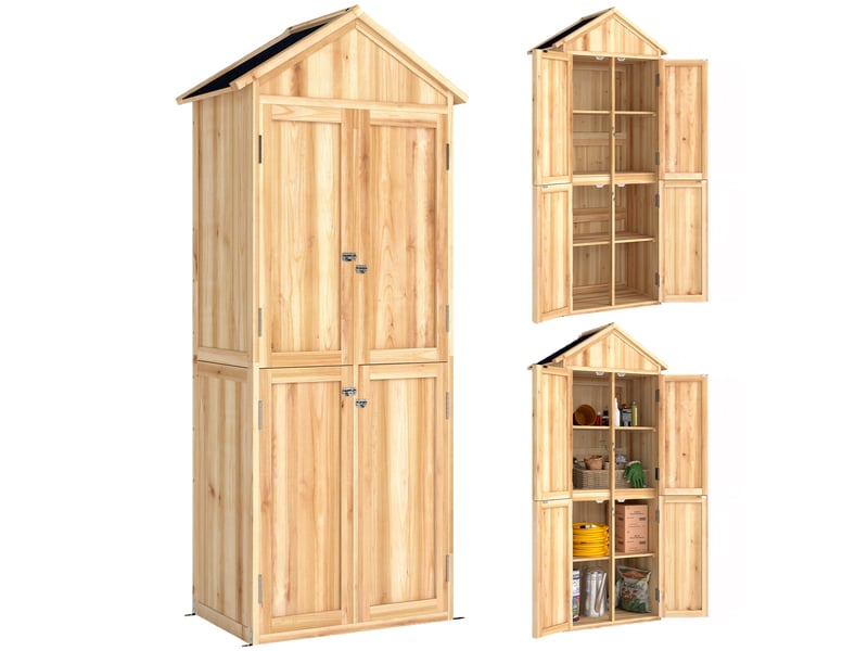  Armoire de jardin en bois avec toit en asphalte 82x50x190 cm  - Conforama A