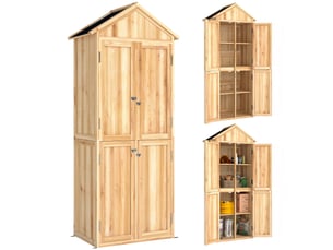 Armoire de jardin en bois avec toit en asphalte 82x50x190 cm