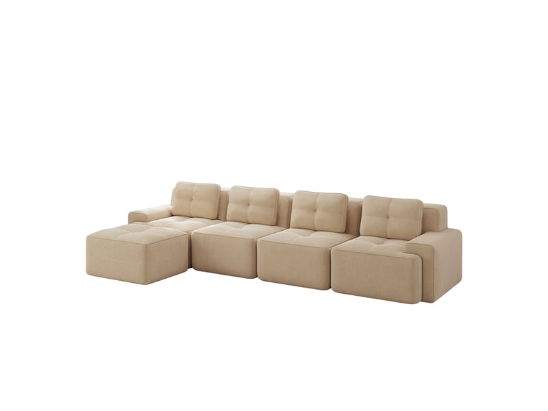  Canapé modulable 4 places en velours côtelé beige 382 x 177 x 69 cm W3325S00141 - Conforama B