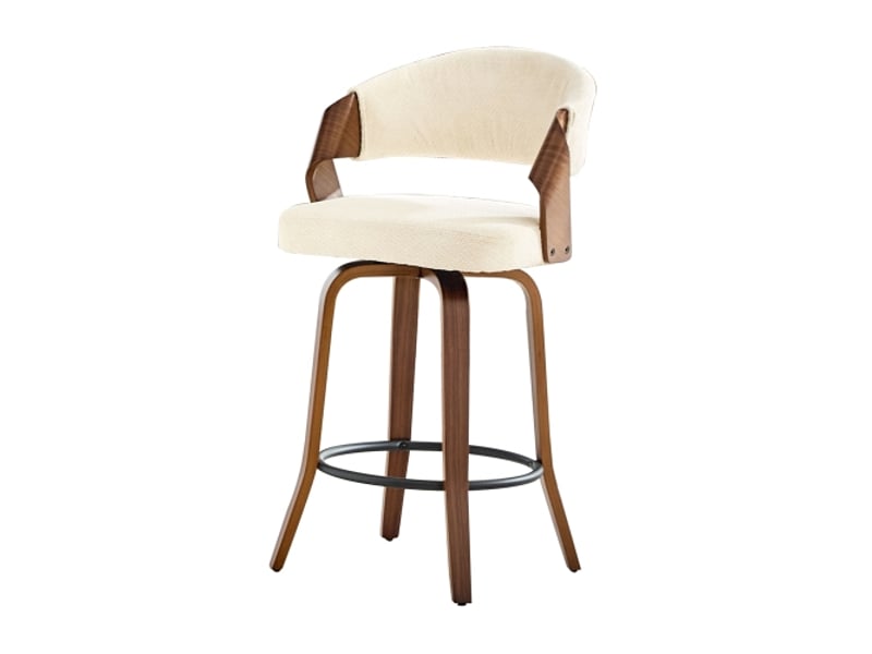  Ensemble de 2 tabourets de bar avec dossier – hauteur 95 cm, piètement bois, housse en lin, sans table  - Conforama A