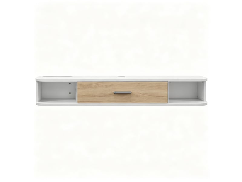  Meuble tv mural pour téléviseurs jusqu'à 50 pouces, banquette tv, 120 x 26 x 16 cm, mdf, pour salon, blanc  - Conforama W