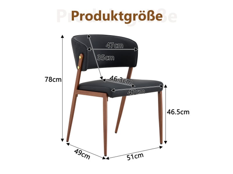 Chaise de salle à manger - lot de 2, moderne et rembourrée, cadre métal, dossier ergonomique, simili cuir - Conforama C