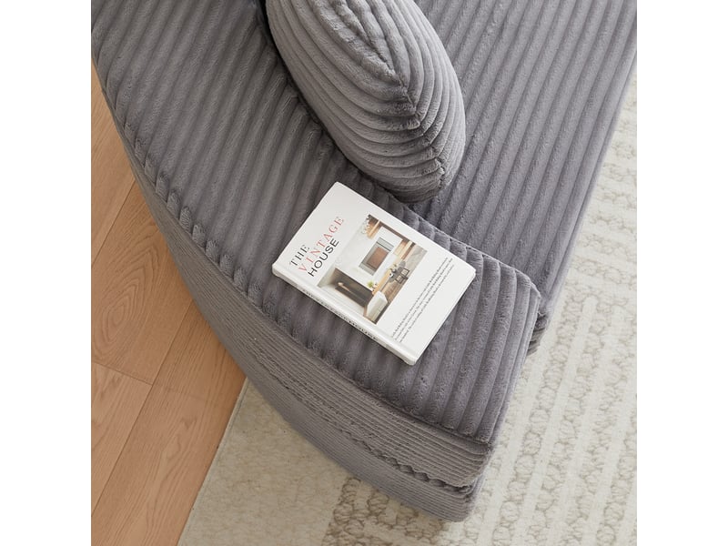 Canapé droit 4-en-1 compact, demi-lune ou lit rond, 2 coussins ronds + 1 carré, gris - Conforama E