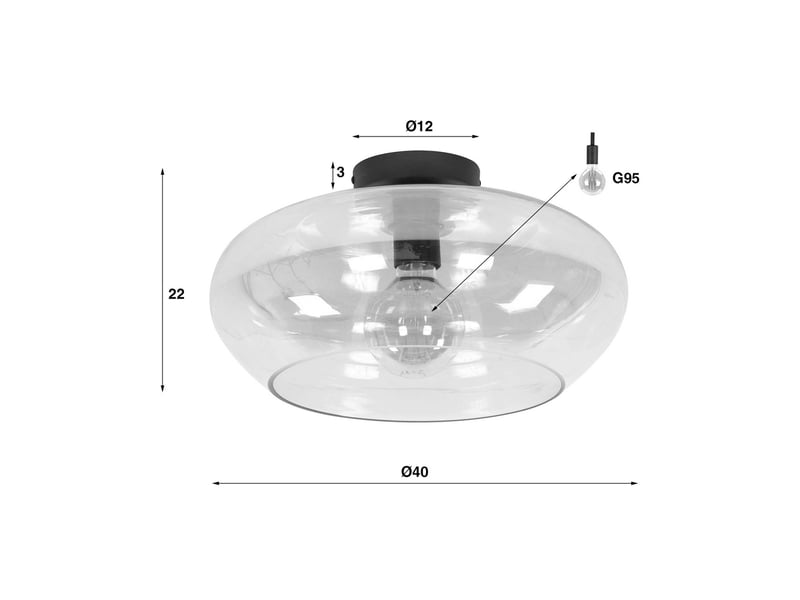  Plafonnier rond 40x22 cm en verre cuivré  - Conforama C