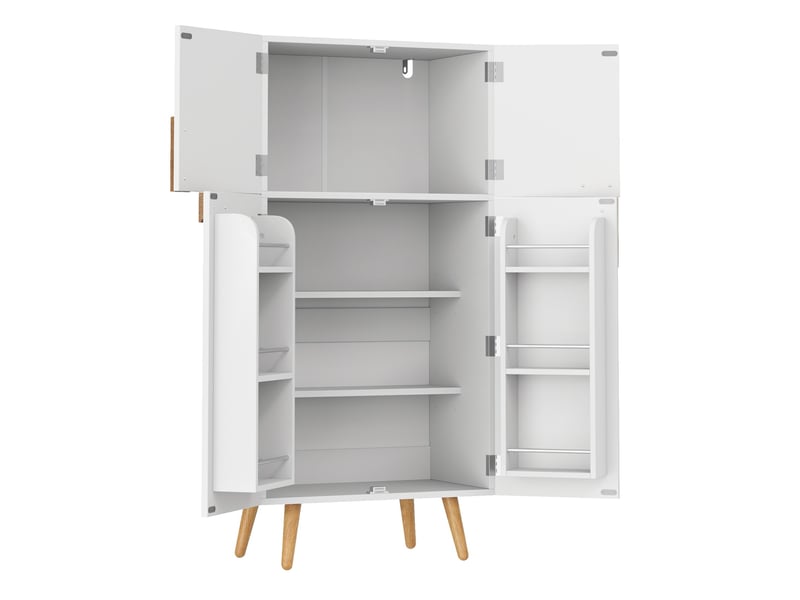  Buffet haut meuble de cuisine 4 portes avec étagères réglables 60x35x120 cm blanc  - Conforama D