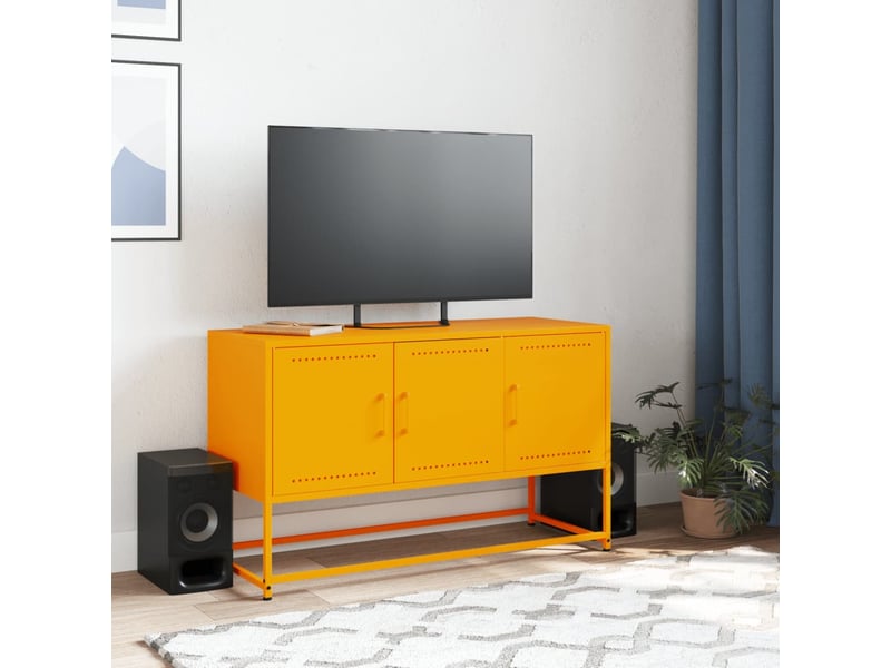  Meuble tv - banc tv - meuble de rangement jaune moutarde 100,5x39x60,5 cm acier  - Conforama C