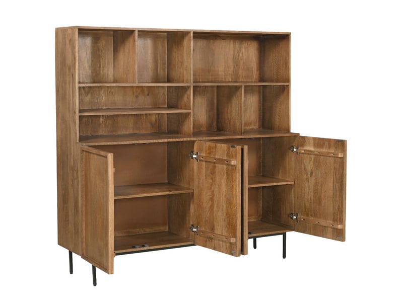 Vallauris-vaisselier 4 portes en bois massif - Conforama C