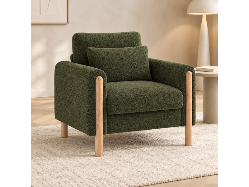 Fauteuil 1 place 87*83*88.5cm en tissu teddy vert chicfurn - Conforama B