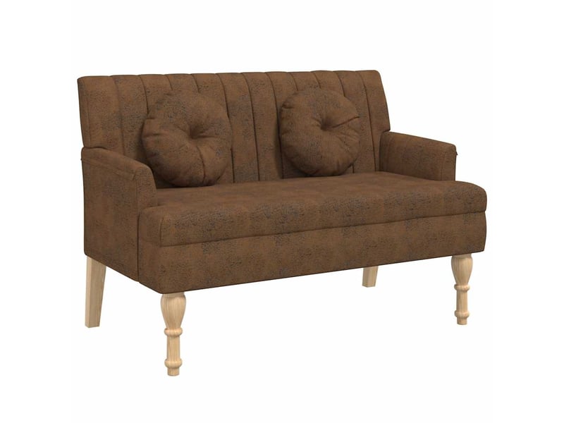 Banc salon, banc interieur avec coussins marron 113x64,5x75,5 cm similicuir daim  - Conforama A