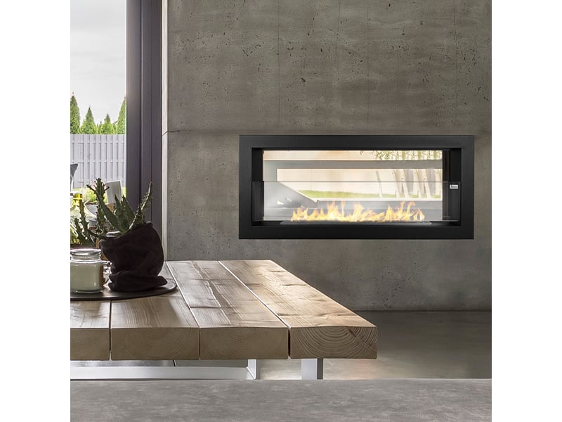  Montefalco 90 - foyer bioéthanol encastrable double face 90x40x15,2 cm avec brûleur en acier de 1,5 l  - Conforama C