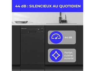 Lave vaisselle largeur 45 cm CONTINENTAL EDISON CELV1044CB - 10 couvert(s) 44 dB