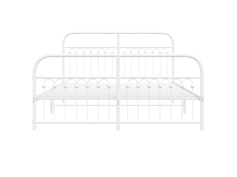  Lit double- lit adulte -  cadre de lit métal sans matelas et pied de lit blanc 150x200 cm  - Conforama C