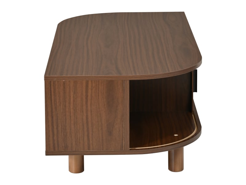  Table basse rectangulaire couleur noyer, 100 x 50 x 35 cm, 2 portes coulissantes  - Conforama E