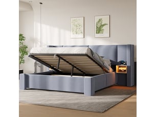 Lit coffre 180x200 cm HOMVRA coloris gris