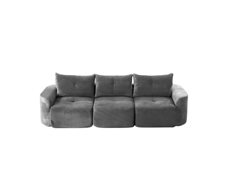  Canapé modulaire 3 places 279x100 cm – gris anthracite – configuration 2+1 en velours côtelé, design arrondi  - Conforama D