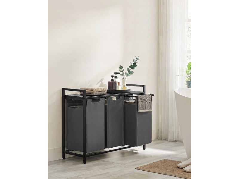  Meuble de buanderie avec 3 paniers à linge anthracite  - Conforama B