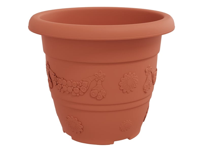  Jardinière - pot à fleurs rond 6 pcs rouge brique ø 30 x 25 cm plastique  - Conforama E
