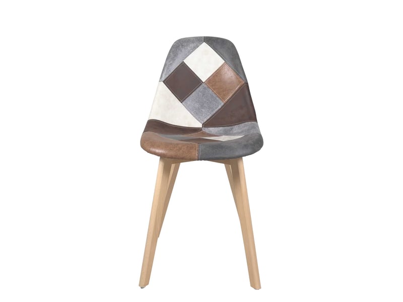  Lot de 2 chaises scandinaves nada en tissu patchwork marron avec pieds en bois clair 363-NADA - Conforama B