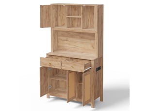Armoire de cuisine 5 portes en rotin et 2 tiroirs led 100 x 40 x 180 cm