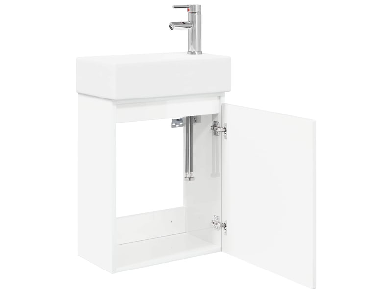  Meuble de rangement salle de bain avec robinet blanc brillant shl5570  - Conforama D