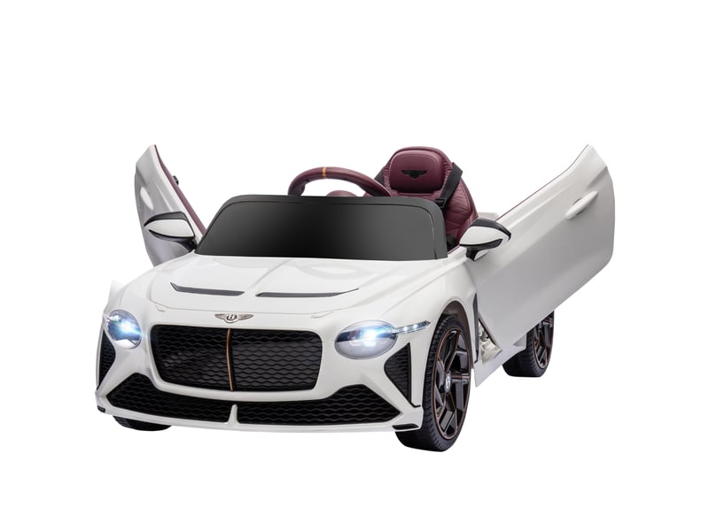  Voiture électrique pour enfant de 3 à 5 ans 2 moteurs 12v 25w 3-5 kmh télécommande 2,4g bentley bacalar blanc  - Conforama B