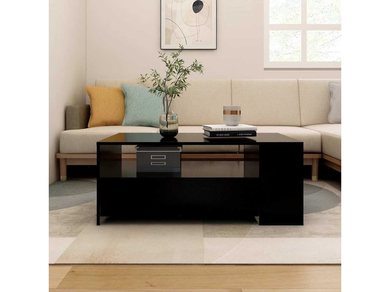 Table basse - table de salon - table à thé noir 102x55x42 cm bois d'ingénierie  - Conforama B