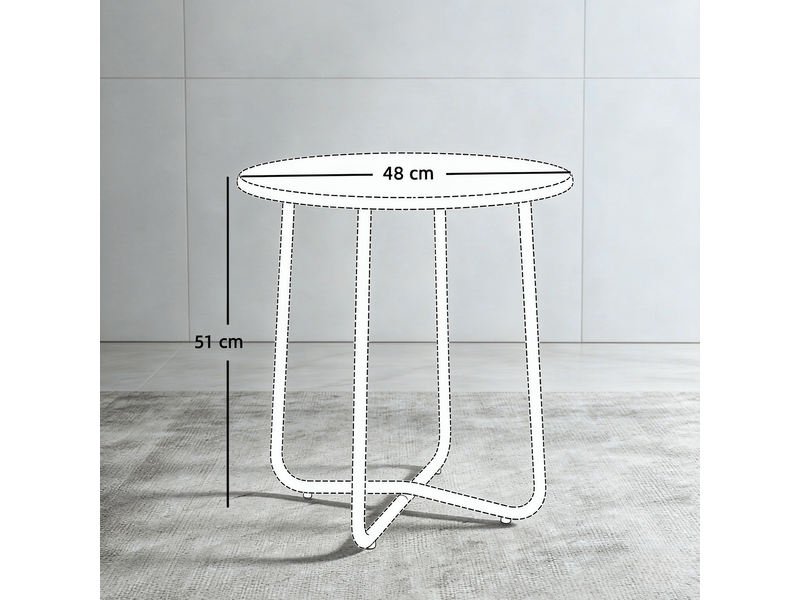  Table basse de jardin avec pieds croisés et patins réglables, style minimaliste, en métal, vert, ø 48 × 51 cm  - Conforama D