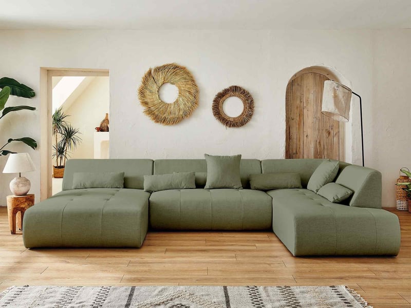  Onyx - canapé panoramique d'angle droit 7 places - en tissu - lisa design - vert sauge ONYX - Conforama B