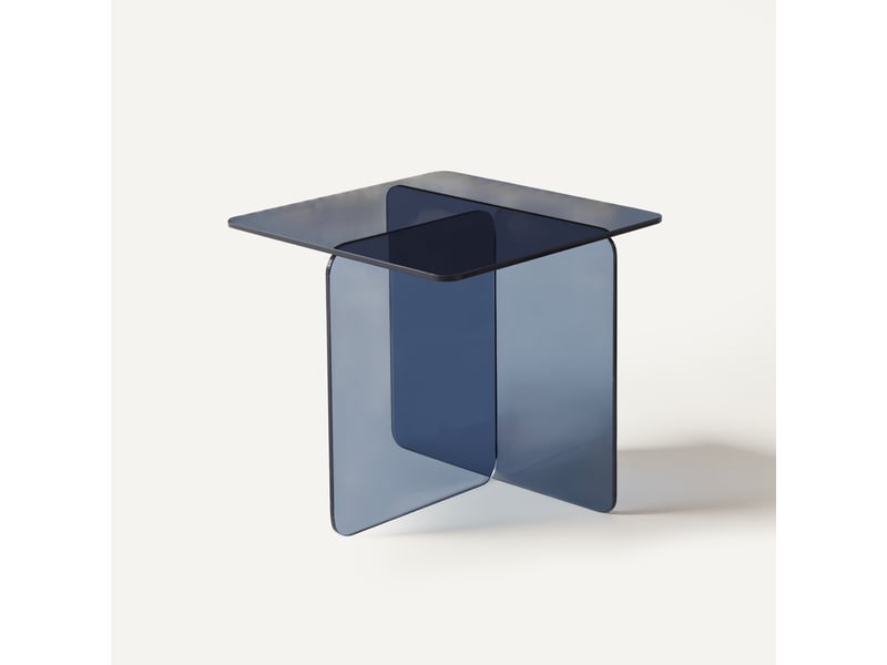  Table d’appoint en verre trempé gris – 45 x 45 x 41 cm  - Conforama A
