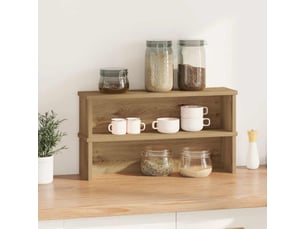 Lot de 2 étagères de cuisine empilables, étagères de rangement chêne artisanal 50x15x16cm cf42795