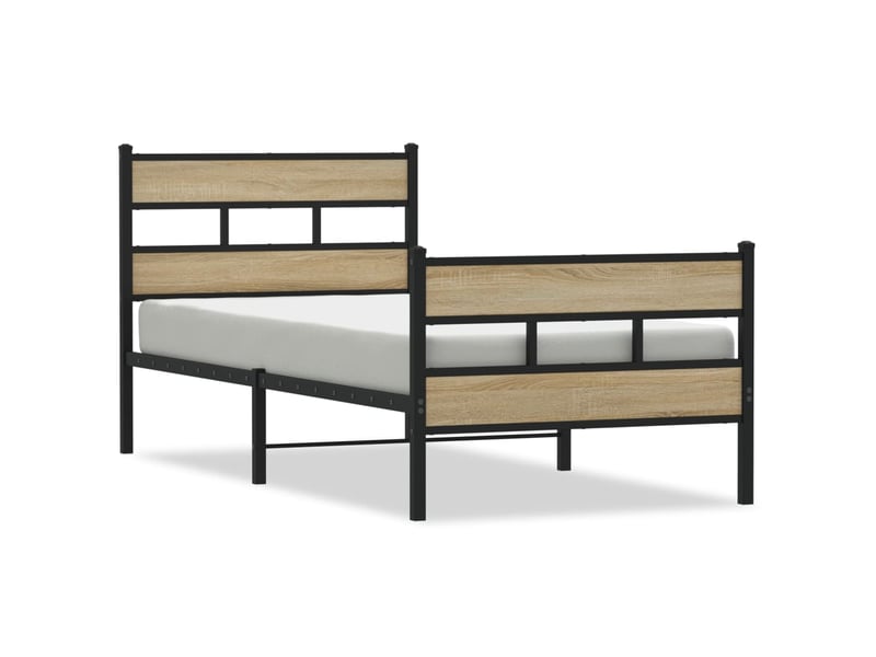  Lit simple- lit adulte -  cadre de lit en métal sans matelas chêne sonoma 80x200 cm  - Conforama A