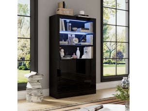 Vitrine coloris noir 2 étagère(s) <strong>DESMIU</strong> <strong></strong> - 100 cmx170 cm