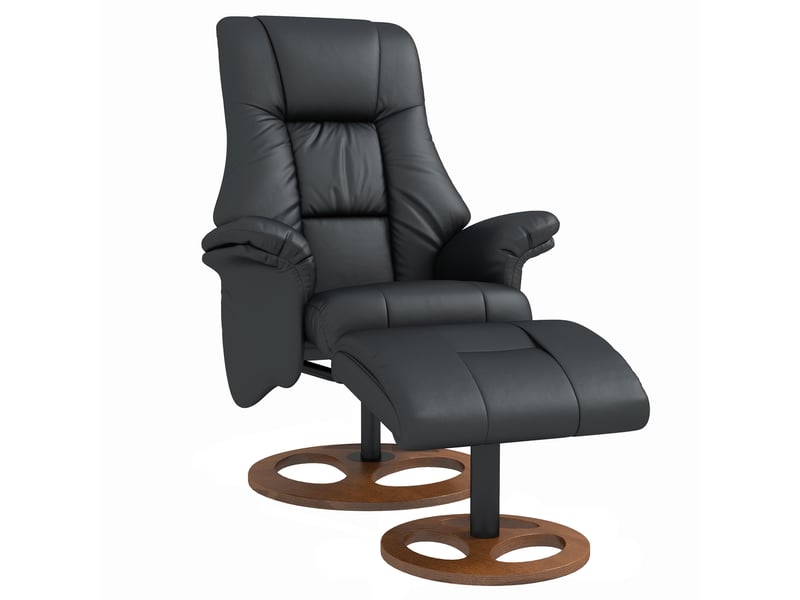  Fauteuil inclinable avec repose-pieds, dossier réglable, 77 cm x 89 cm x 110 cm, noir  - Conforama A
