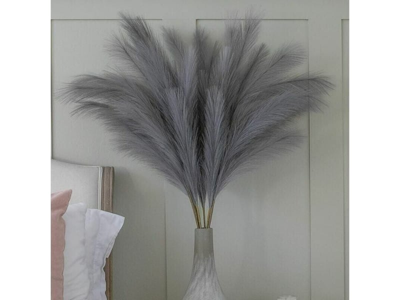  Grande herbe de pampa gris faux 5 tiges extra moelleux faux 70cm bouquet de fleurs plume salon home decor boho home decor grand vase table fleur mariage, gris  - Conforama A
