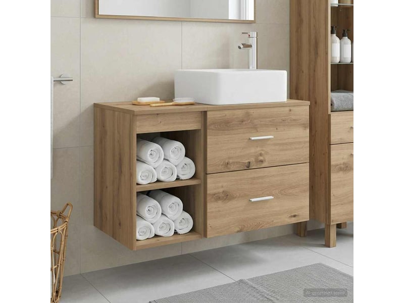  Ensemble de mobilier de salle de bain 2 pcs chêne artisanal shl5492  - Conforama B