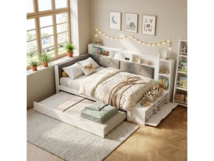 Lit gigogne 120x200 cm <strong></strong> <strong>Qualité haut de gamme</strong> coloris blanc