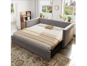 Lit extensible 90x190 cm <strong>FLORAGRACE</strong> <strong></strong> coloris gris