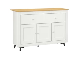 Buffet de cuisine avec 2 tiroirs, 3 portes et une étagère réglable, pour cuisine, salle à manger, salon, 117 x 35 x 80 cm, blanc
